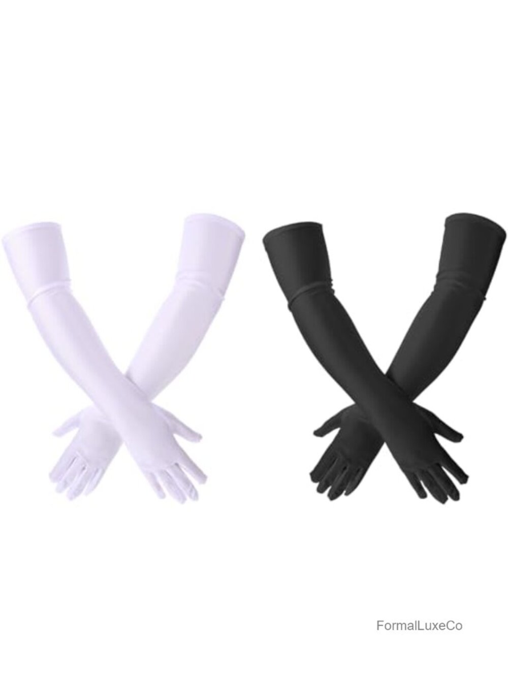2 Pairs Satin Opera Gloves Elbow Length Stretchy Vintage Cosplay Costume